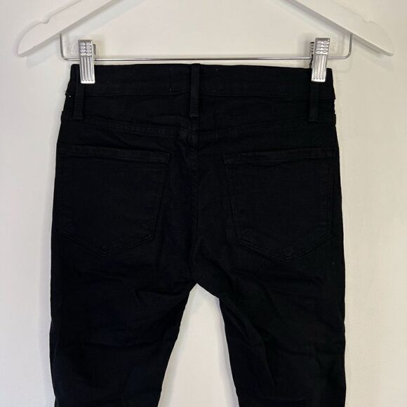 CLEARANCE - Frame Denim Le Skinny de Jeanne Distressed Black Jeans in Film Noir - Picture 6 of 8